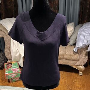 Talbots Navy V-Neck Sweater Blouse